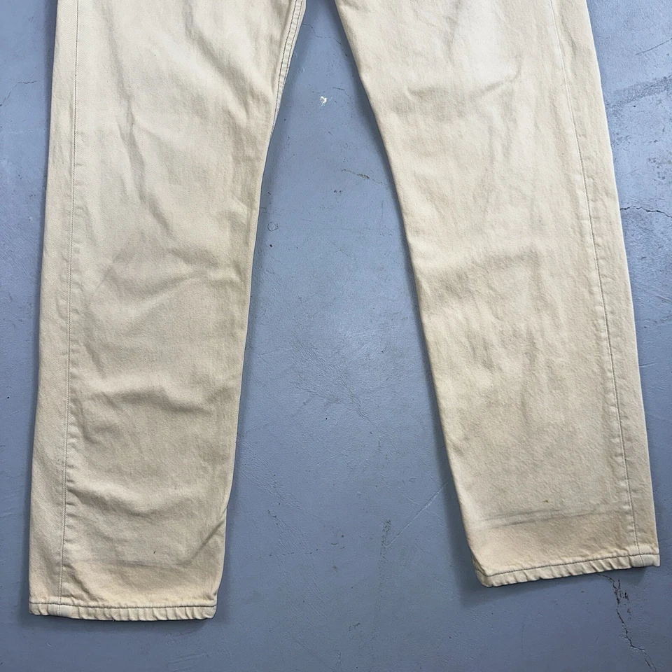 Levis 501 Vintage 90s USA XX Straight Leg Jeans Yellow Khaki 36x32 Act 34x31 - Image 3 of 4