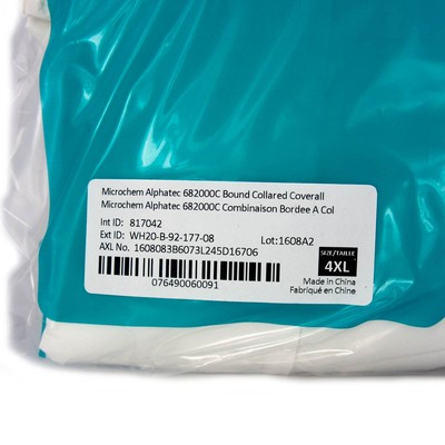 Ansell 68-2000C Bound Collared Coverall White 4XL (25 Pcs)