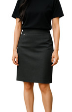 Calvin Klein Pencil Straight Skirt Gray Flat Front Zip Back Slit Office Size 2