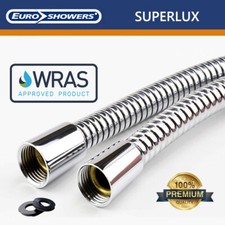 SHOWER HOSE Chrome Stainless Steel 11mm Bore Short/Long SuperLux Fast Flow WRAS