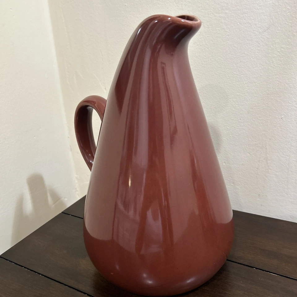 3 кварты Современный кувшин середины века из керамики Oneida Russel Wright коричневые бобы 10,5 дюйма - Изображение 3 из 4