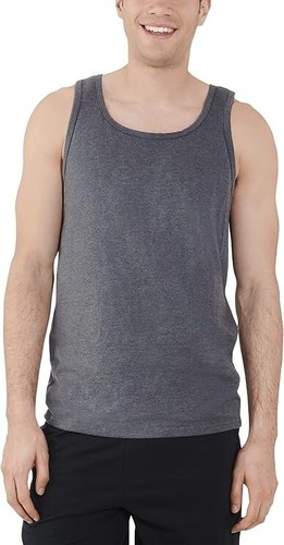 Fruit of the Loom Men's Eversoft Cotton Tank-2 Pack-Charcoal Heather - Large - Picture 2 of 3