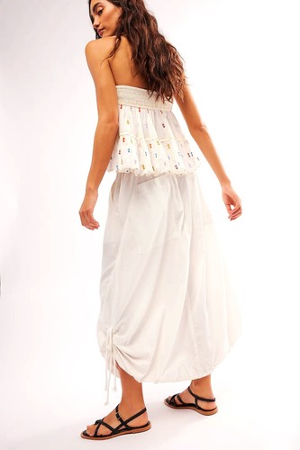 Free People Picture Perfect Parachute Skirt Size S UK 8-10-12 Optic White Cotton - Picture 2 of 5