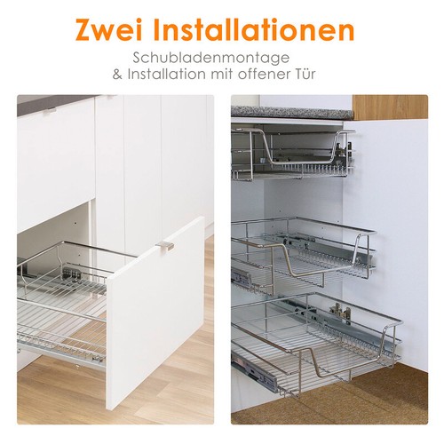 Teleskopschublade Weiß - Ausziehbarer Schrankorganizer 41-60cm Tief