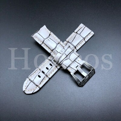 24/22MM COW LEATHER PAM WATCH BAND STRAP FITS FOR PANERAI 44MM GMT LUMINOR GRAY 