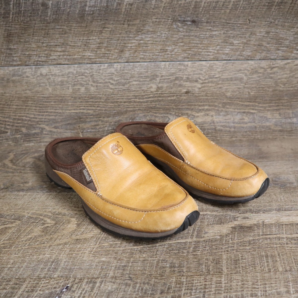 Timberland Slip On Wheat Brown Leather Loafers Shoes Men's Size M Medium