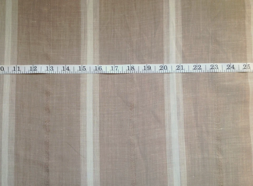 100% Ramie Linen Fabric Yarn Dyed White & Dobby Weave Stripe Khaki Ground BTY - Image 3 of 3
