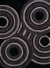 Black Geometric Swirls Rings Hoops Contemporary Area Rug Circles 2100-20570