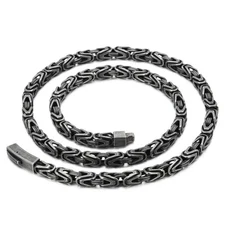 Vintage Black Byzantine Chain Stainless Steel Solid Knotted Link Necklace 6mm26'