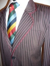 Boating Blazer Vintage Brown White Striped Rowing Jacket 38 R Sport Coat Men's