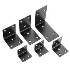 10Pcs L Corner Brackets Black Stainless Steel Joint Right Angle Brace Hardware