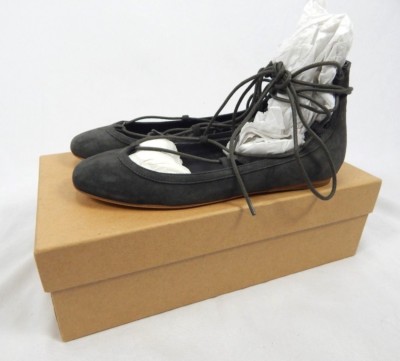 Joie Graphite Grey Jenessa Lace Up Ballet Flats, Size Eur 36 (floor sample)     