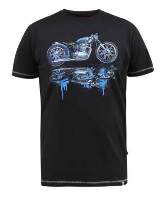 D555 Herren Fritton Fahrrad Shadow Print T-Shirt Washed Black 2XL-6XL