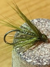 Alba Trout Flies. 6 Quilled Dark Olive , Sizes 10 12 14 