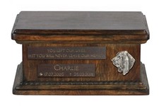 Basset Hound - Urn for dog  s ashes with relief, sentence, low model ArtDog