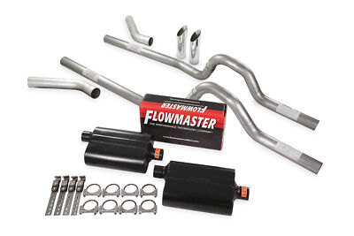 Dual Exhaust Kit 3'' Flowmaster Super 40 Corner Exit SW T 81-87 GM C/K 10 1/2 Ton