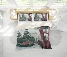 3D Animals Forest Mountains Rock Quilt Cover Set Duvet Cover Bedding Pillowcases