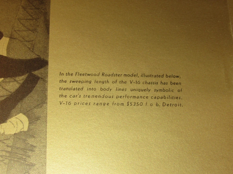 8 1930s CADILLAC CAR POSTER REPRINTS! V-8, 12, 16! FLEETWOOD! La SALLE! ROADSTER - Image 3 of 4