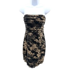 Strapless Tie Dye Mesh Bodycon Midi Dress Ruched Grunge Y2K Gothic 90's Club M