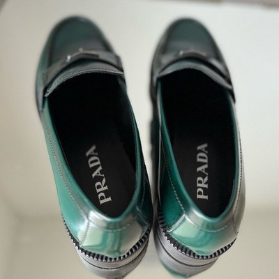 New PRADA Triangle Logo Loafer In Bosco $1,200 39 | eBay display picture 1