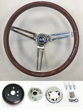 1965-1966 Galaxie Wood Steering Wheel 15 High Gloss Finish Chrome Spokes