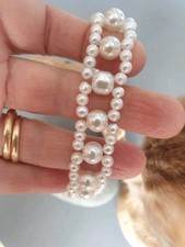 💎BRACCIALE DONNA PIETRE DURE PERLE DI MAIORCA. CM. 22. CHIUSURA MOSCHETTONE 💎