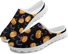 Womens Mules Fall Kint Mesh Indoor Outdoor Clog Slippers with Memory Foam Open B