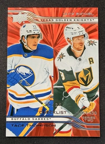25-26 UPPER DECK SERIES 2 CHECKLIST OUTBURST RED THOMPSON/EICHEL #450 25/25 MINT