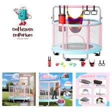 Sturdy 55" Trampoline for Kids with Safety Net and Ocean Balls - 440lbs Capacity