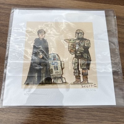 Star Wars The Mandalorian Art Print Mondo Showdown Movie Poster Scott C Campbell
