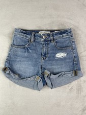 Bullhead Denim Co Women s Super Stretchy Shorty Denim Blue Shorts Size 26 Cuffed