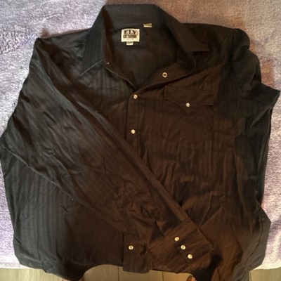 Ely Cattleman Black Striped Long Sleeve Button-Up Shirt Men's Size L