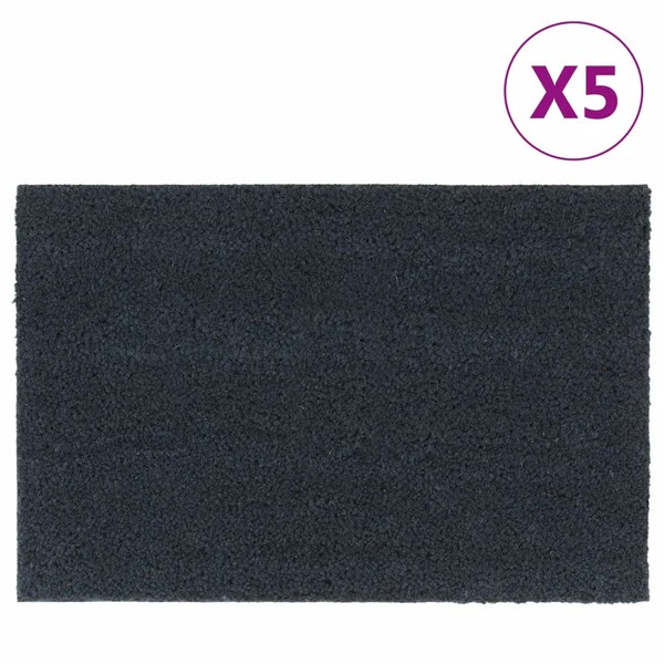 Kokosfaser FußMatten 5 StüCk Dunkelgrau 40X60 Cm Getuftet Schmutzfangmatte-image