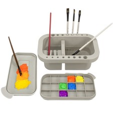 Paint Brush Cleaner  Holder Organizer with Palette for Acrylic  Watercolo