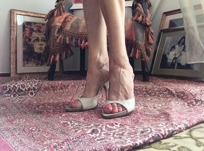 Prada Vintage Y2K Pantoletten - Sabot Eisweiß Stahlabsatz Gr.38