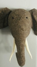 Fiona Walker Original Felted Wool Elephant Animal Head Wall Decor
