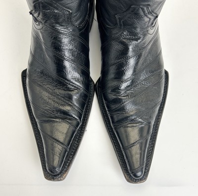VTG Genuine Eel Skin Ankle Boots Mens 9.5 Black Leather Western J-toe Lucchese? Amazon.com | The Western Shops Men main image 4
