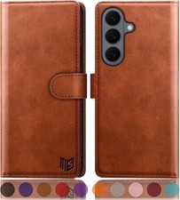 Samsung Galaxy S26 Wallet Case with RFID Blocking Credit Card Holder, Light Brow