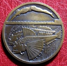 Art Deco swimming competition 1942 rare medal by Maurice DELANNOY