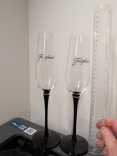 2x Freixenet Black Stemmed Champagne Prosecco Flutes Presentation Box