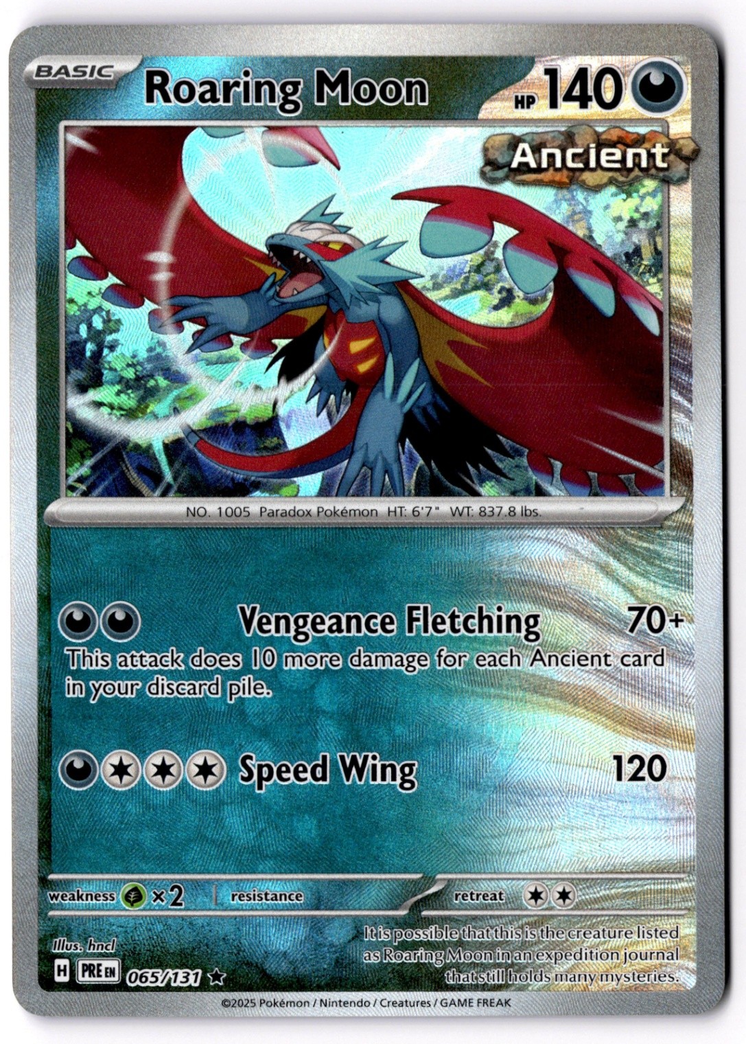 Roaring Moon (Master Ball Pattern) Holo Rare SV: Prismatic Evolutions 065/131 NM