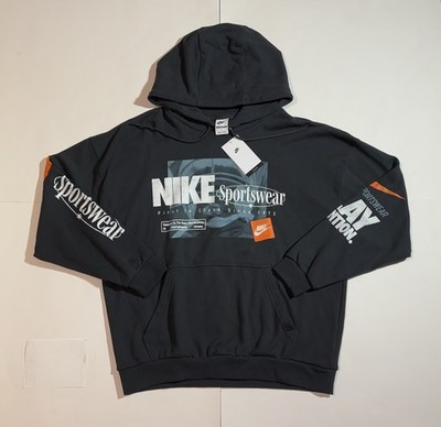 Nike Sportswear NSW Orange Label Hoodie Pullover Sweatshirt Oversized Fit Size S