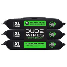 DUDE Wipes - Flushable Wipes - 3 Pack, 144 Count - Shea BUTTer Smooth Extra-Larg