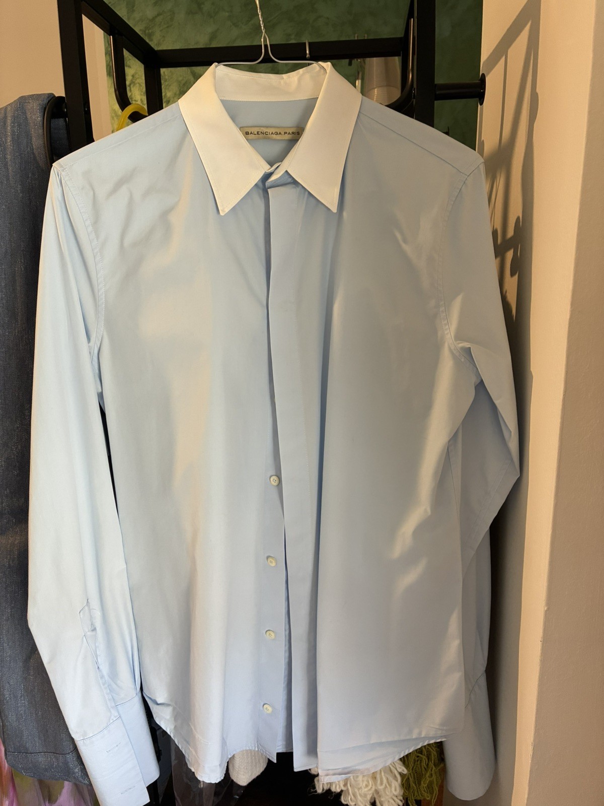 Balenciaga ORIGINALE Vintage Camicia Shirt Uomo Azzurro bag borsa pari al nuovo