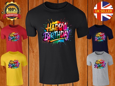 Happy Birthday T-Shirt Herren Fun Party Stimmung Tee Bunt Geschenk König Cool Style Neu