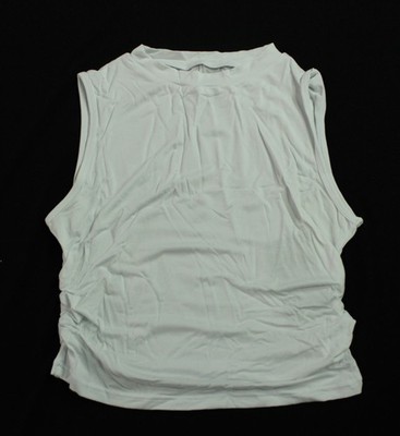 Halara Women's Round Neck Ruched Skinny Cropped Tank Top JL3 White Small NWT