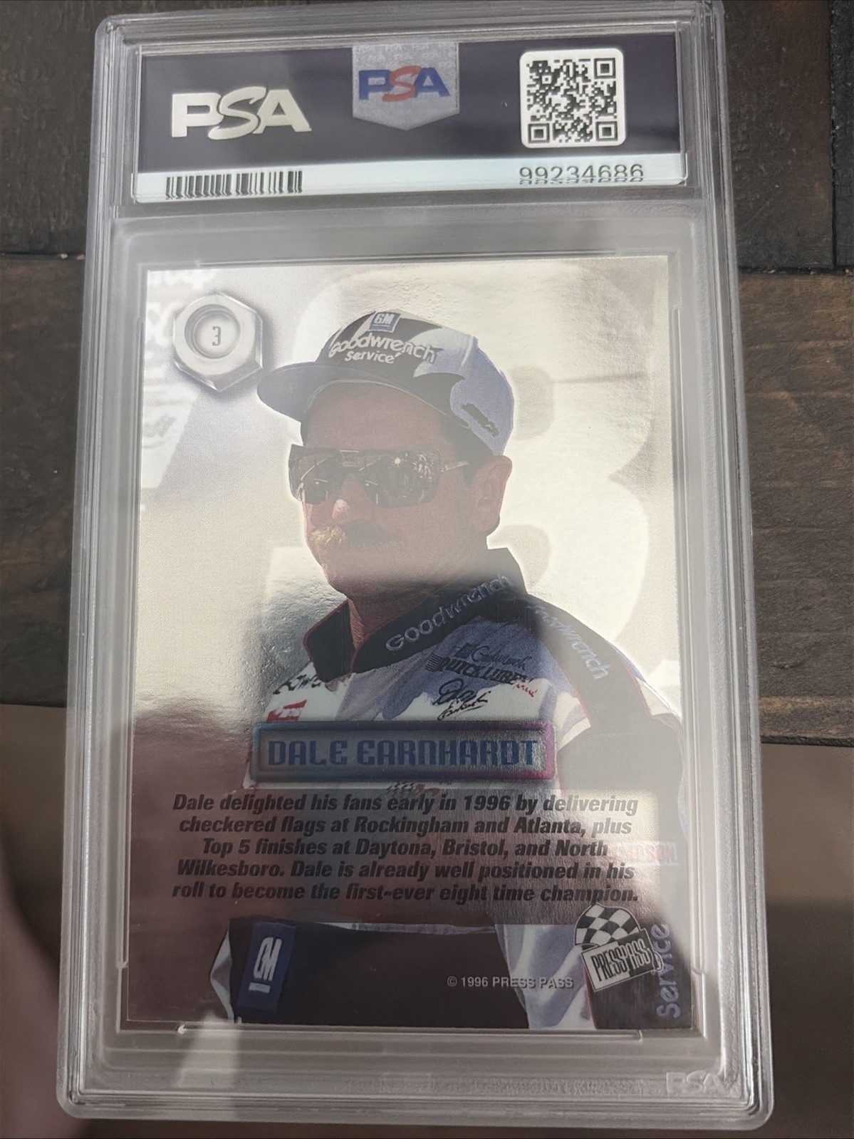 Dale Earnhardt Sr 1996 Press Pass M-FORCE PSA Authentic Auto 7 Autograph view 2
