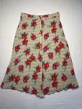 Sag Harbor Midi Skirt Floral Hibiscus Vintage Women s XL Button Front Stretch
