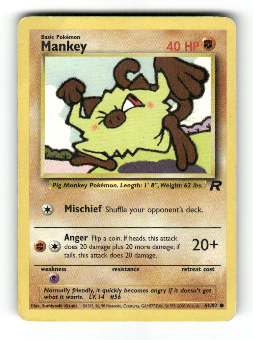 Mankey 61/82 Common Team Rocket Pokemon Heavily Played