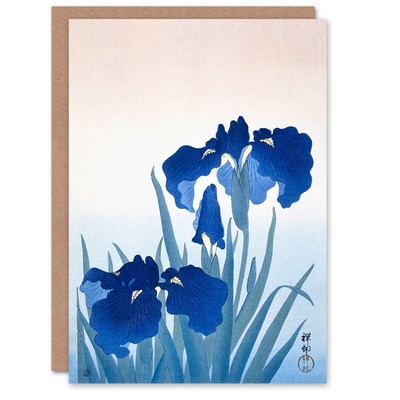 Ohara Koson Kunstkarte Blaue Iris Blumen Floral Japanisch